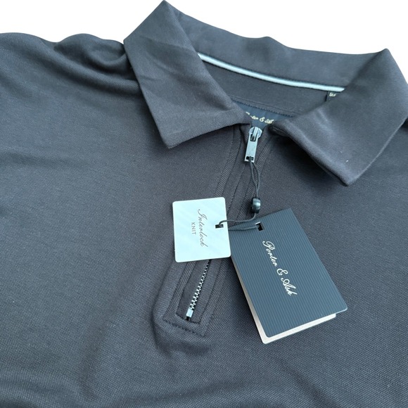 Porter & Ash Other - Porter & Ash Mens Quarter Zip Polo Shirt L Brown Sandwashed Interlock Knit NWT